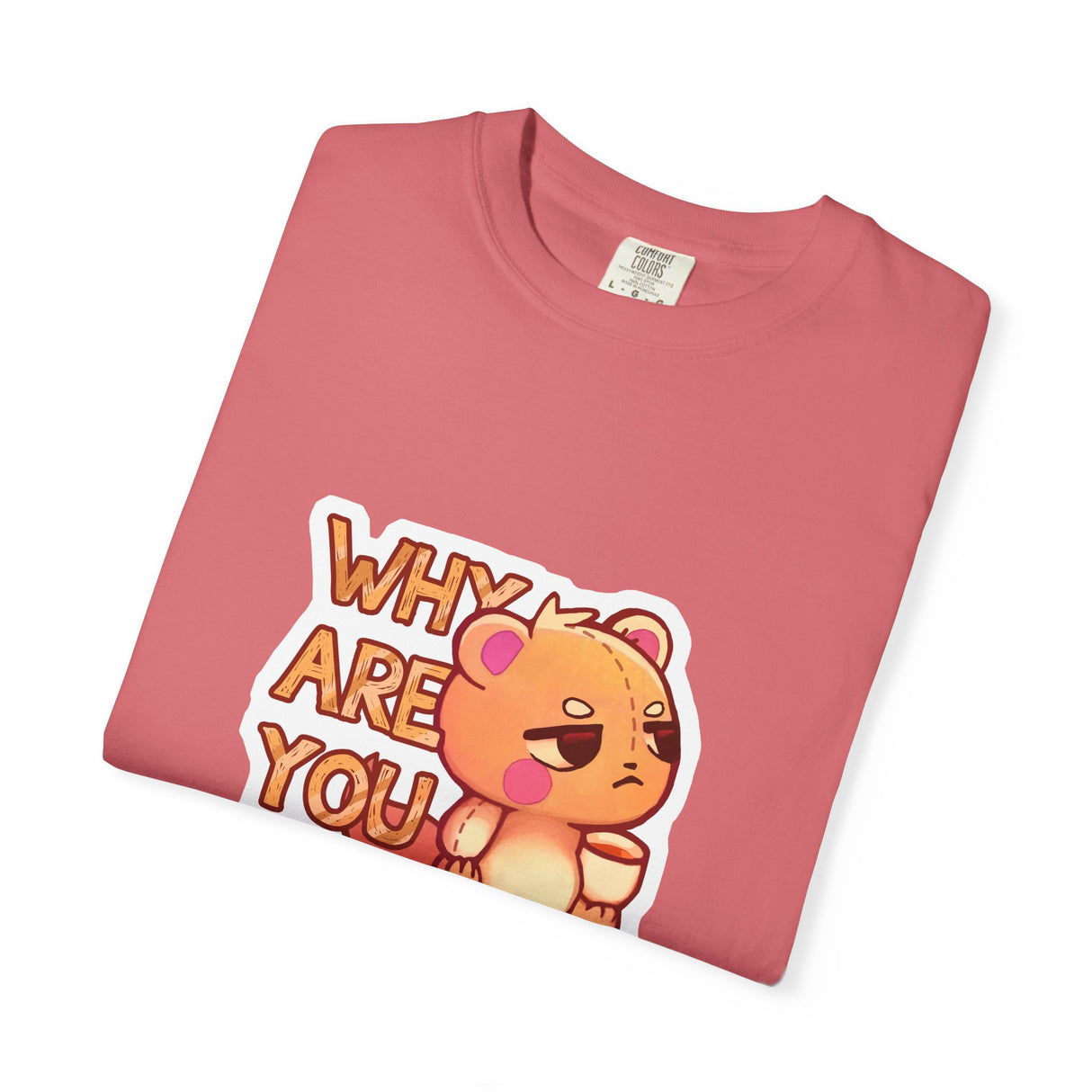 "Why Are You Talking?" Illustrated Grumpy Bear Unisex T-Shirt - Floofles by Brandon Ellis