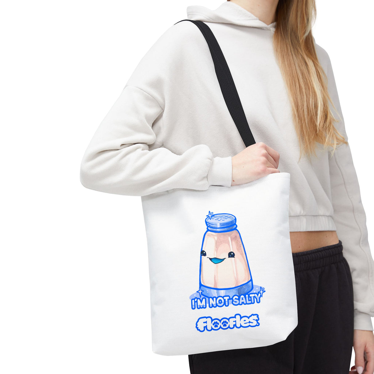 "I'm Not Salty" Cheeky Salt Shaker White Tote Bag - Floofles by Brandon Ellis