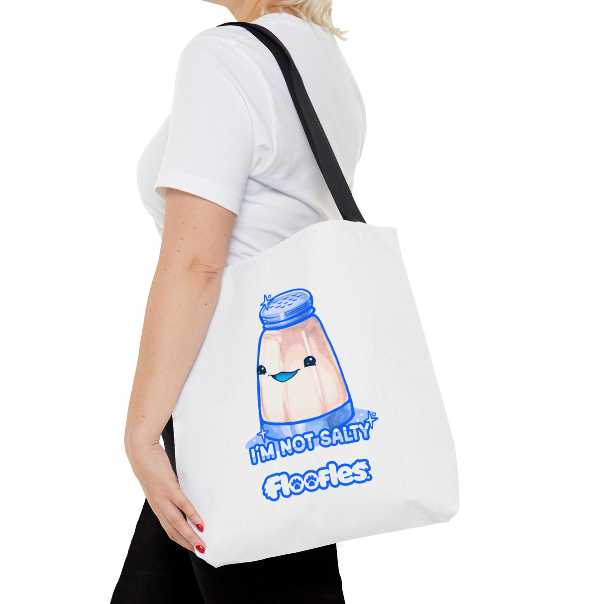 "I'm Not Salty" Cheeky Salt Shaker White Tote Bag - Floofles by Brandon Ellis