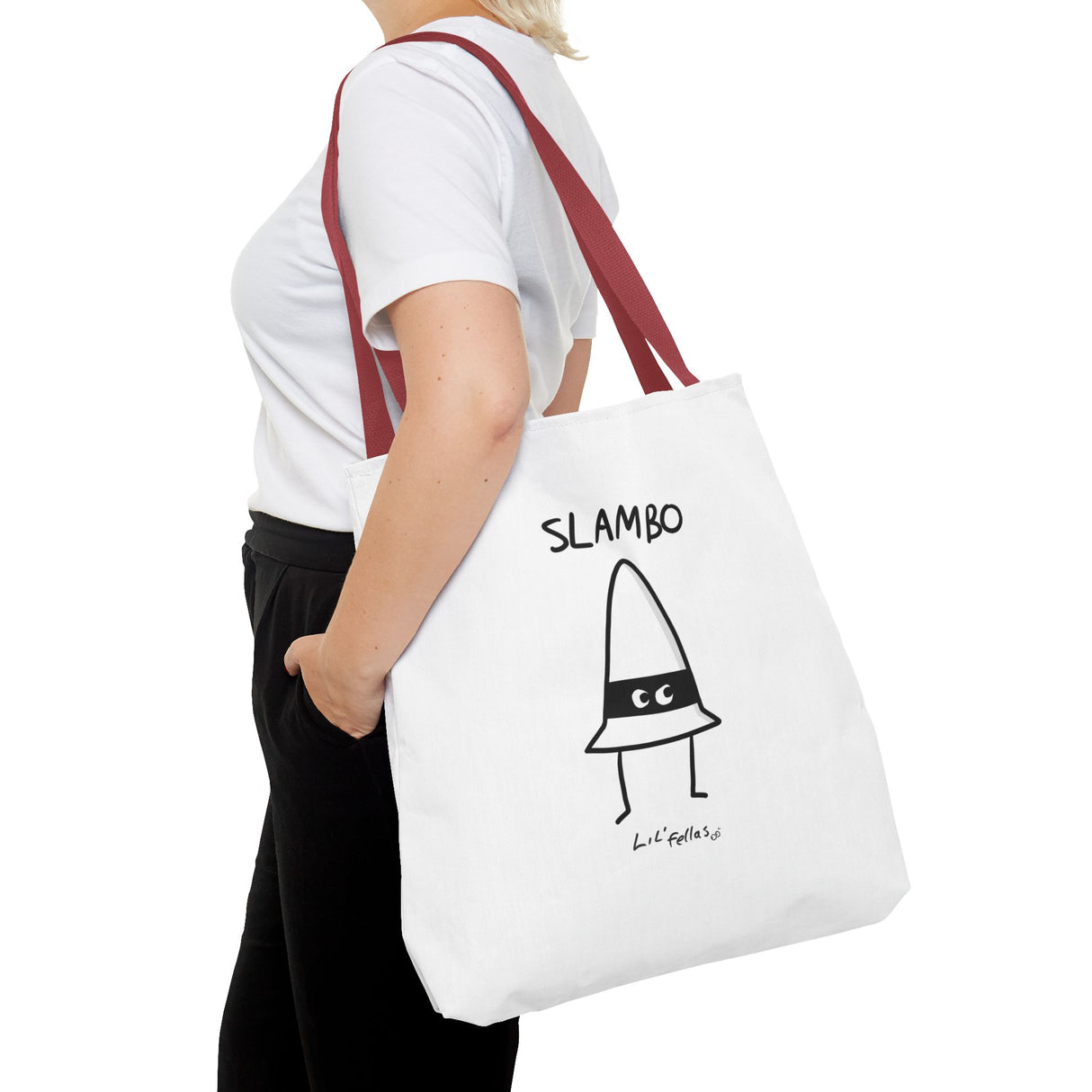 "Slambo" Illustrated White Tote Bag - Lil' Fellas by Ben Mills