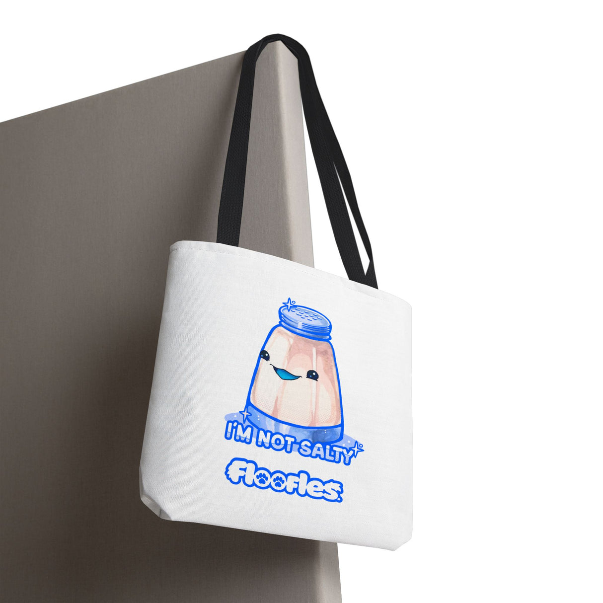 "I'm Not Salty" Cheeky Salt Shaker White Tote Bag - Floofles by Brandon Ellis