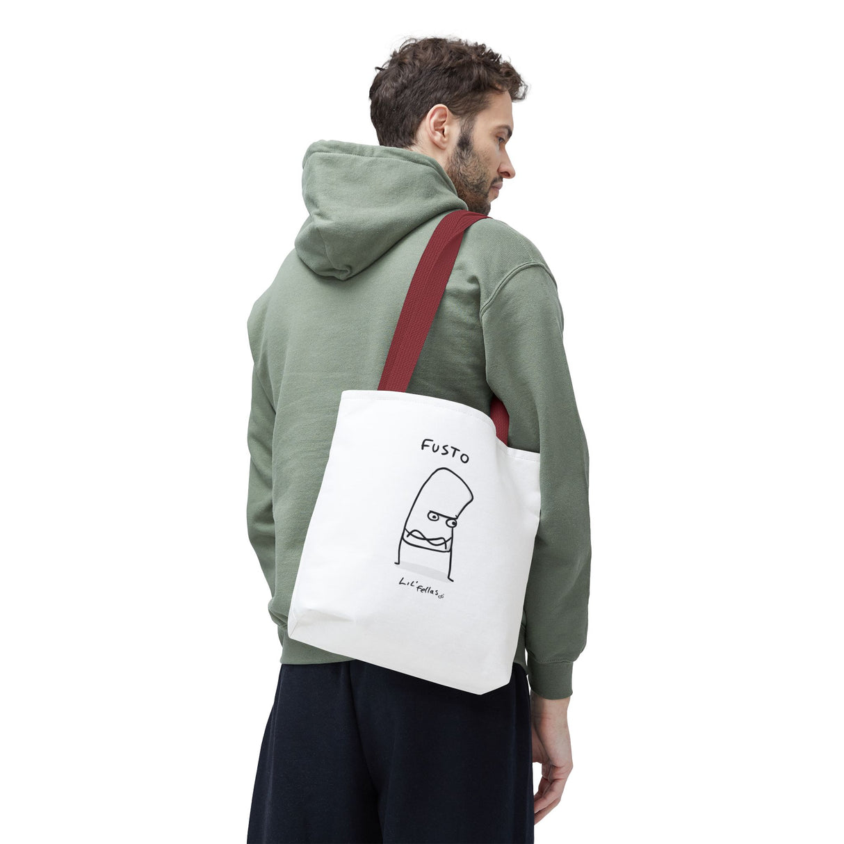 "Fusto" Illustration White Tote Bag - Lil' Fellas by Ben Mills