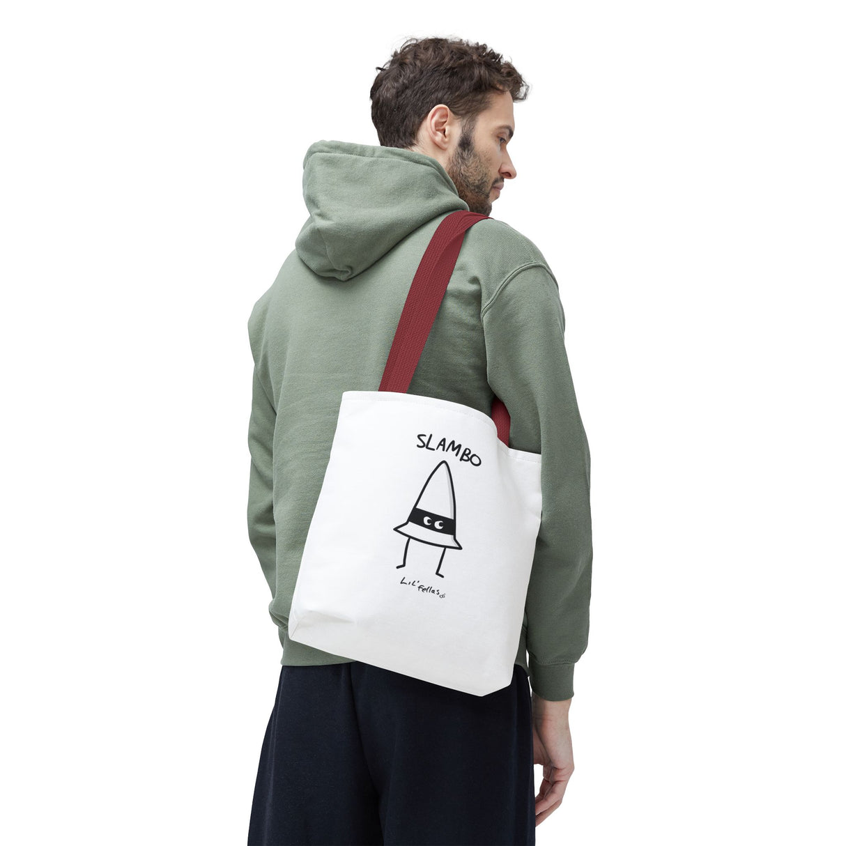 "Slambo" Illustrated White Tote Bag - Lil' Fellas by Ben Mills