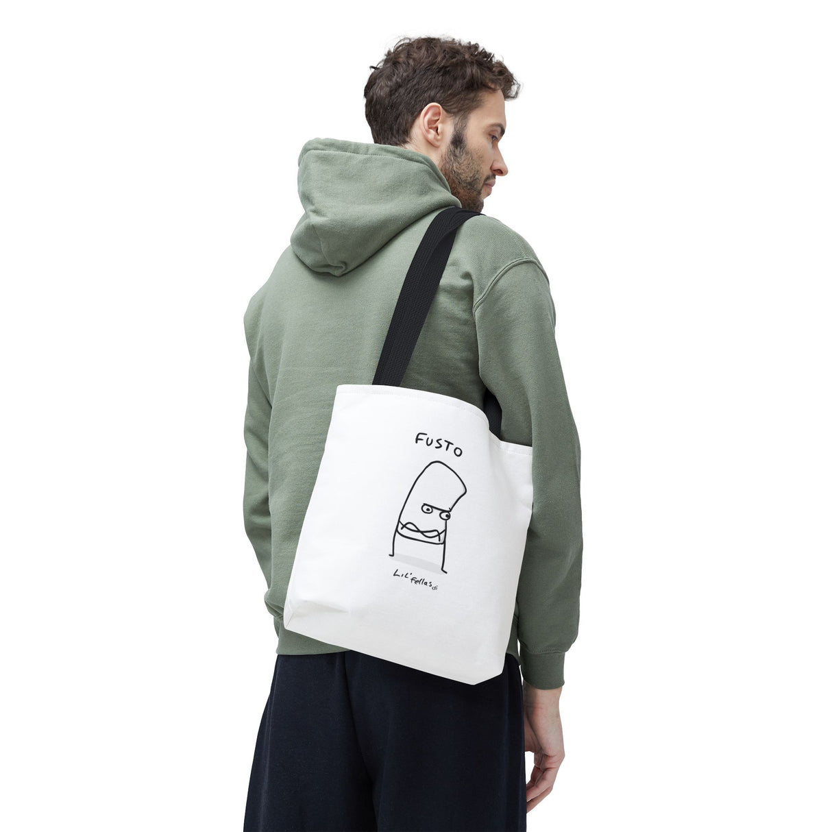 "Fusto" Illustration White Tote Bag - Lil' Fellas by Ben Mills