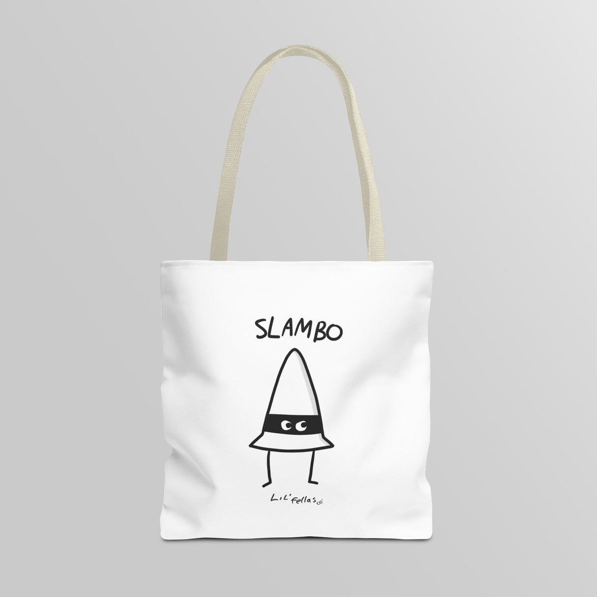 "Slambo" Illustrated White Tote Bag - Lil' Fellas by Ben Mills