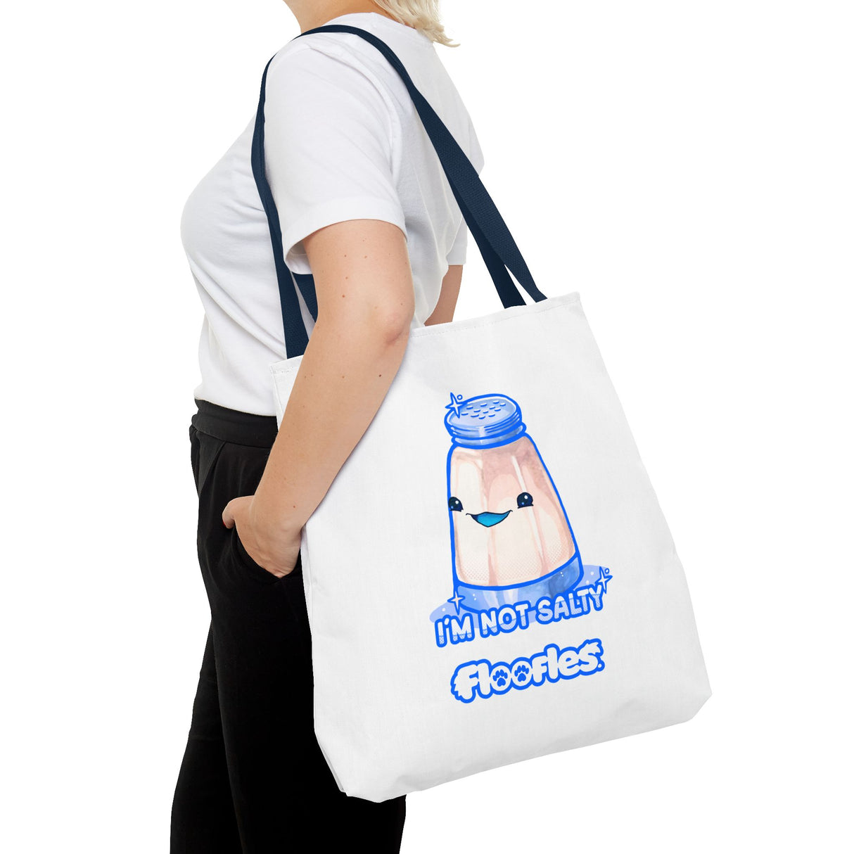 "I'm Not Salty" Cheeky Salt Shaker White Tote Bag - Floofles by Brandon Ellis