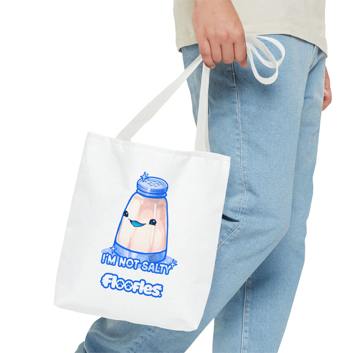 "I'm Not Salty" Cheeky Salt Shaker White Tote Bag - Floofles by Brandon Ellis