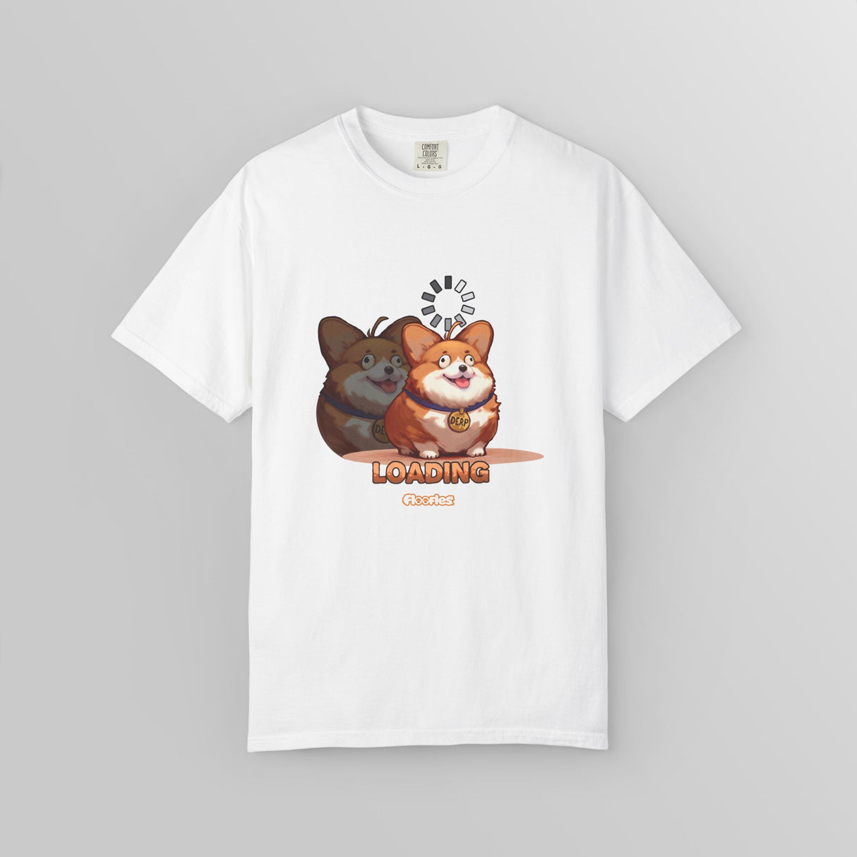 "Loading" Illustrated Ditzy Corgi Unisex T-Shirt - Floofles by Brandon Ellis
