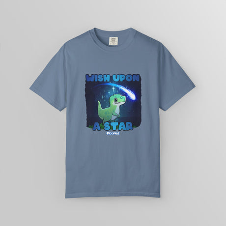 "Wish Upon A Star" Illustrated Cute Dinosaur Unisex T-Shirt - Floofles by Brandon Ellis