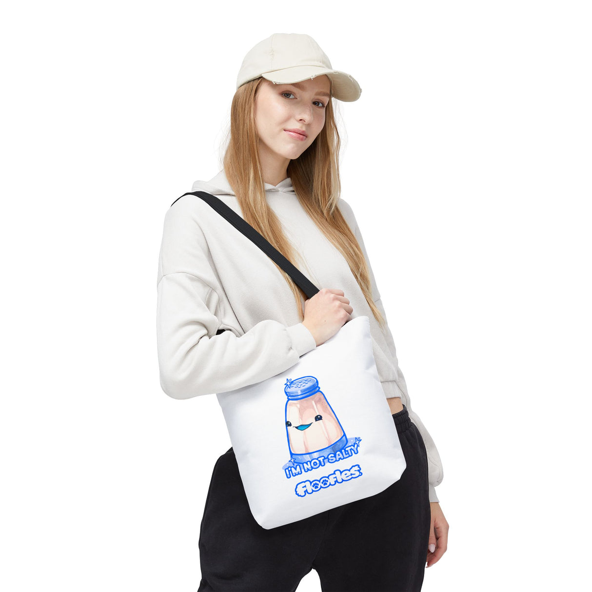 "I'm Not Salty" Cheeky Salt Shaker White Tote Bag - Floofles by Brandon Ellis