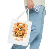 'Bad To The Bone" Floofles White Tote Bag - by Brandon Ellis