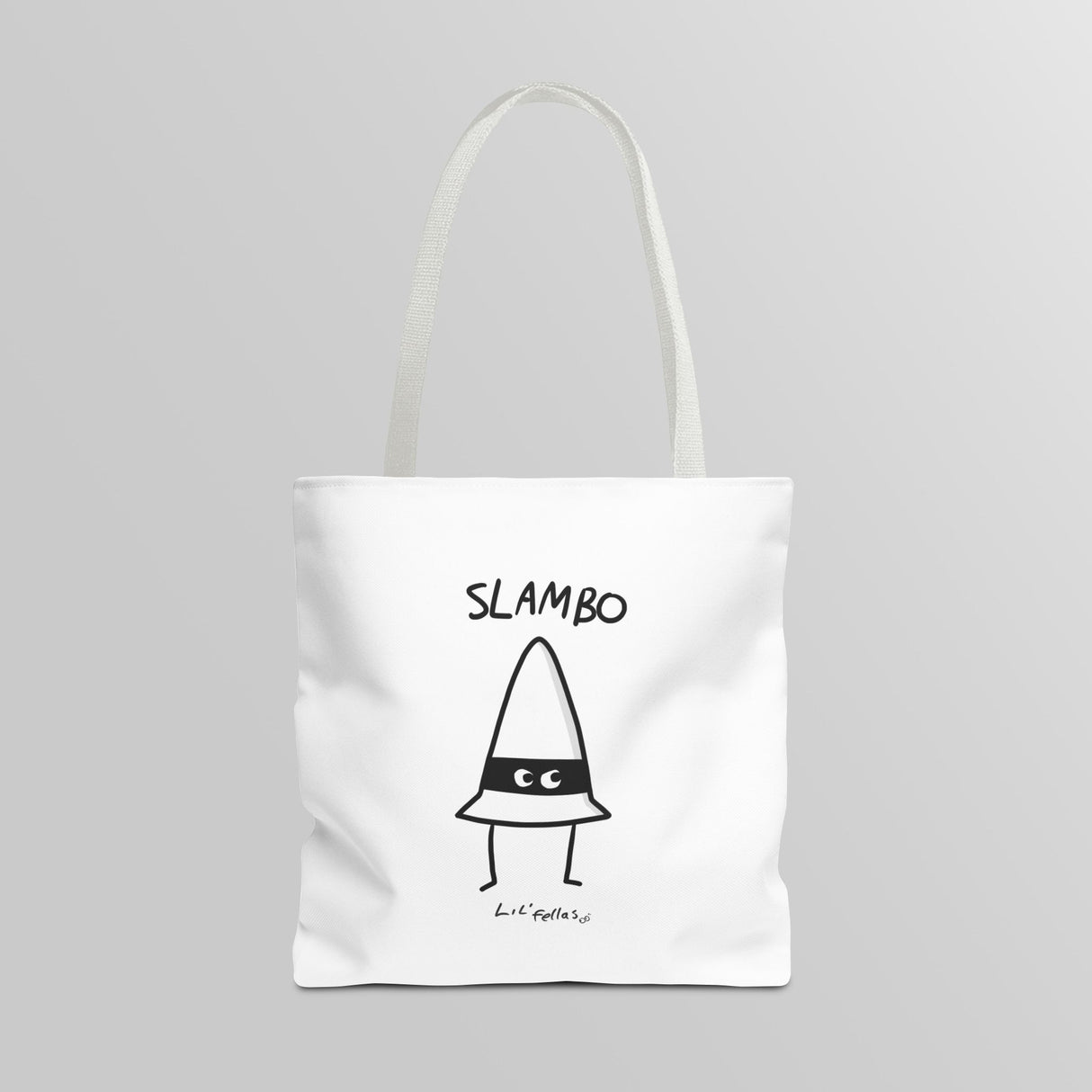 "Slambo" Illustrated White Tote Bag - Lil' Fellas by Ben Mills