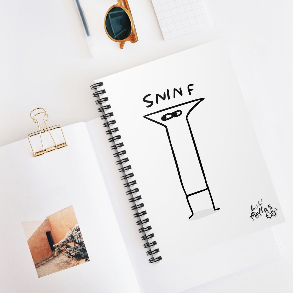 "Sninf" Illustrated White Lined Spiral Notebook - Lil' Fellas by Ben Mills