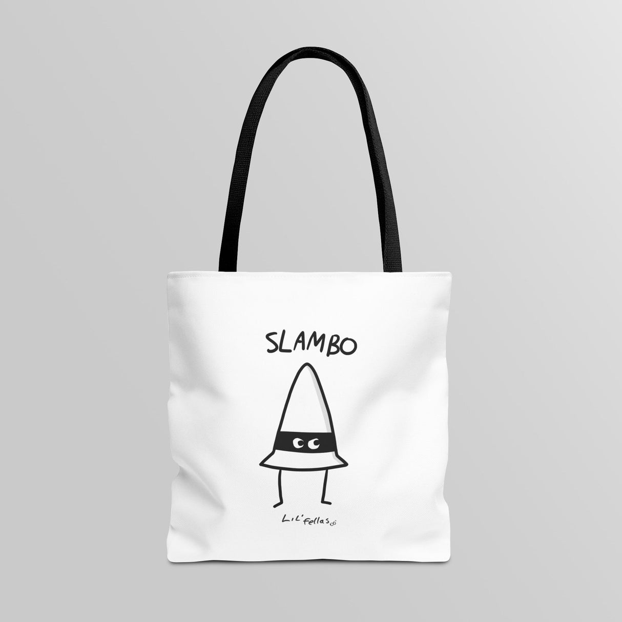 "Slambo" Illustrated White Tote Bag - Lil' Fellas by Ben Mills