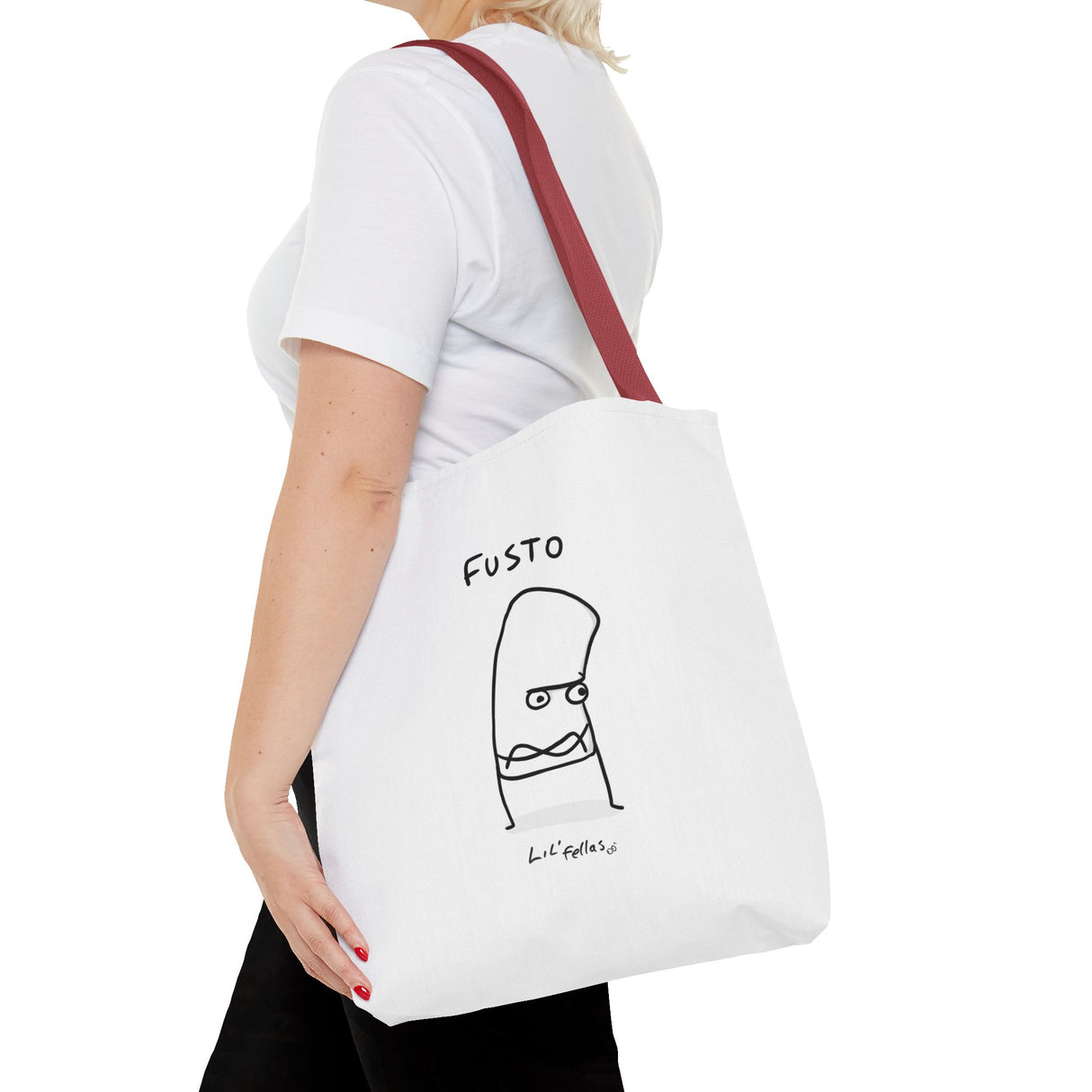"Fusto" Illustration White Tote Bag - Lil' Fellas by Ben Mills