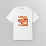 "Why Are You Talking?" Illustrated Grumpy Bear Unisex T-Shirt - Floofles by Brandon Ellis