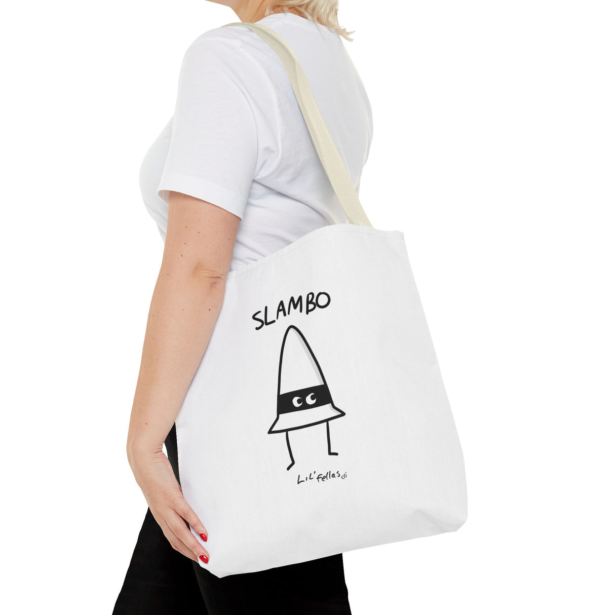 "Slambo" Illustrated White Tote Bag - Lil' Fellas by Ben Mills