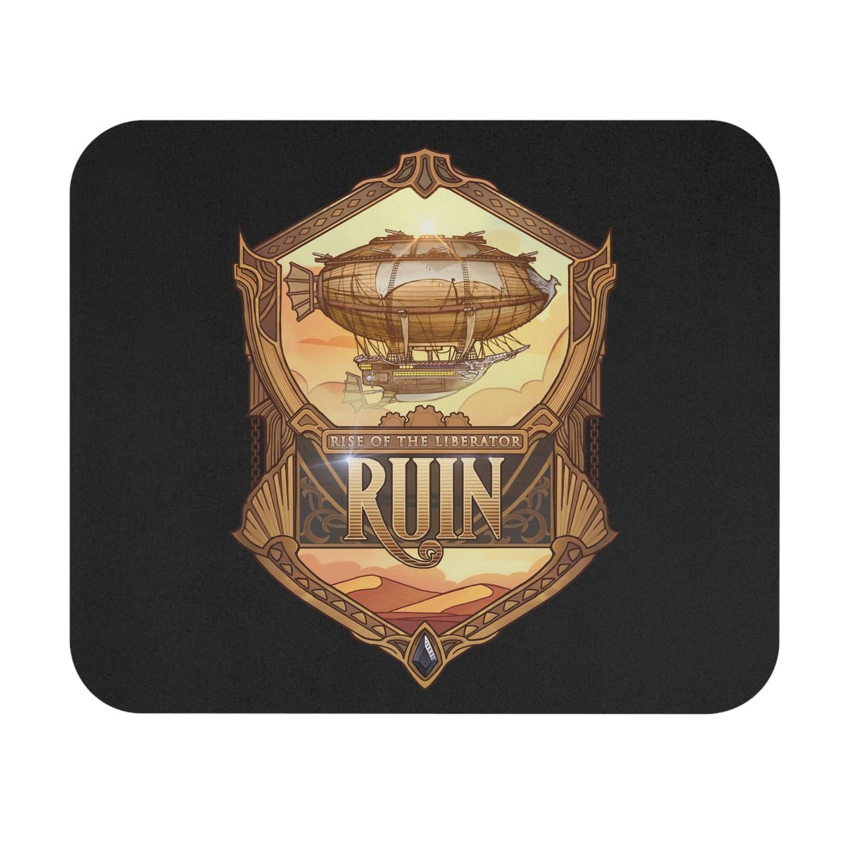 Ruin Emblem Steampunk Airship Black Mouse Mat