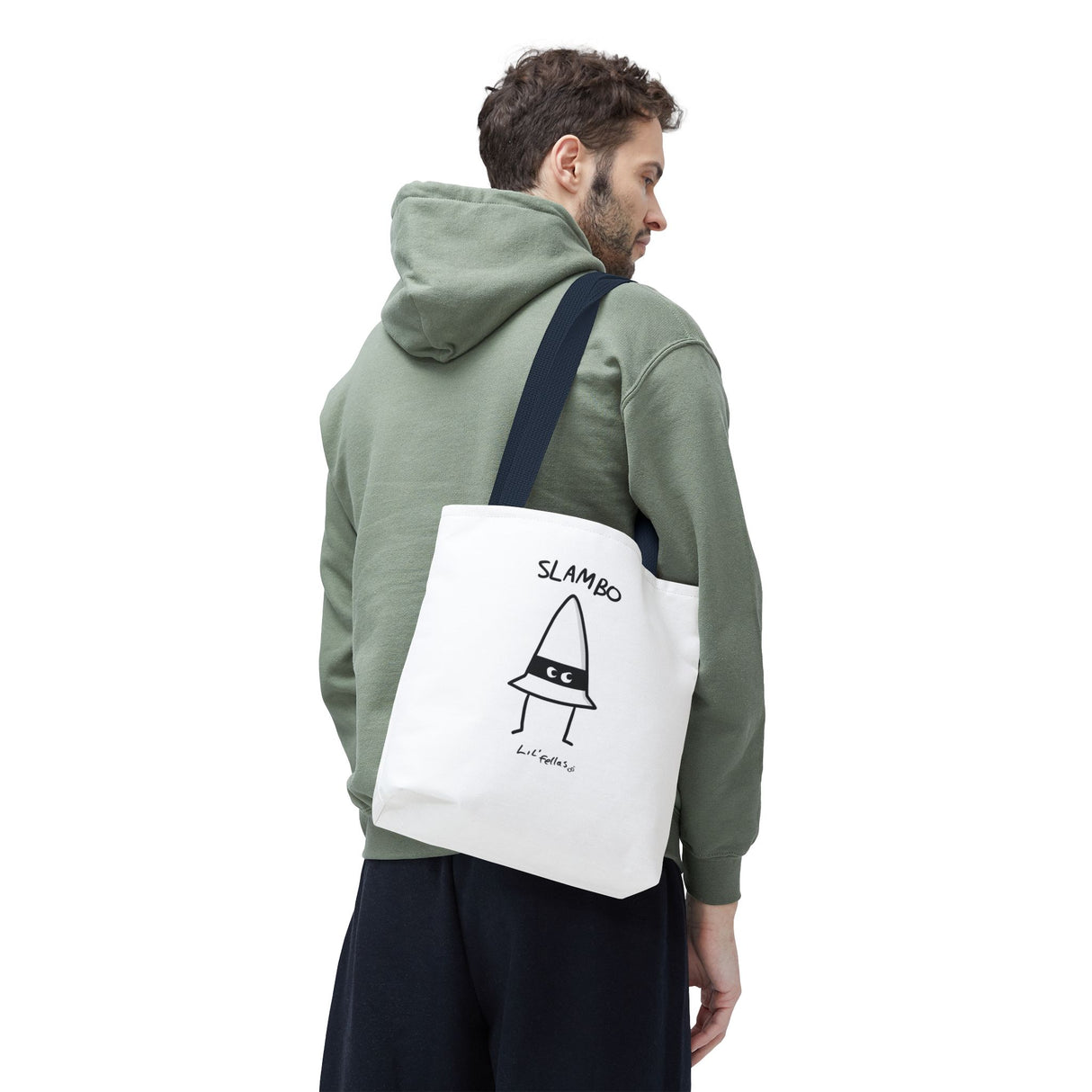 "Slambo" Illustrated White Tote Bag - Lil' Fellas by Ben Mills