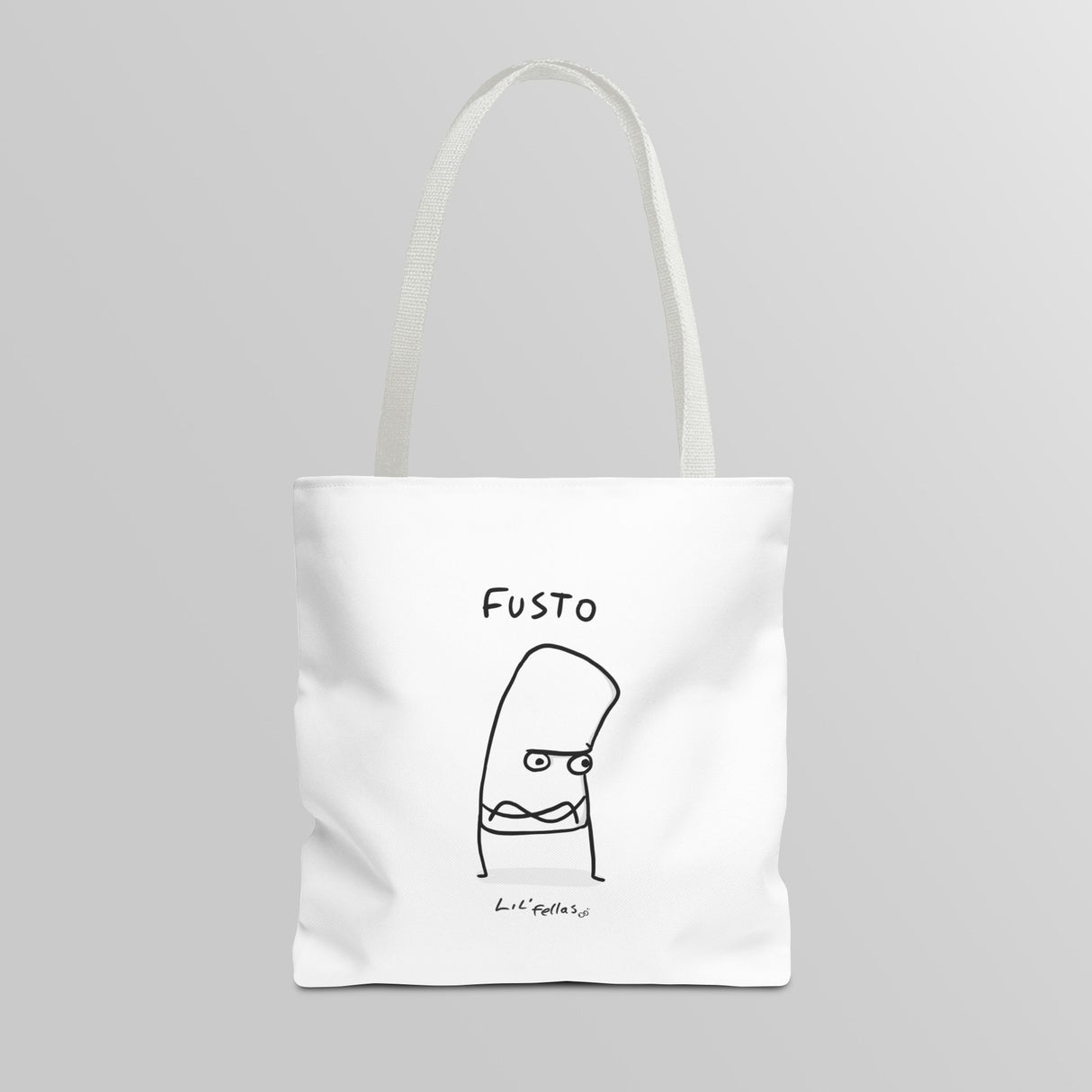 "Fusto" Illustration White Tote Bag - Lil' Fellas by Ben Mills