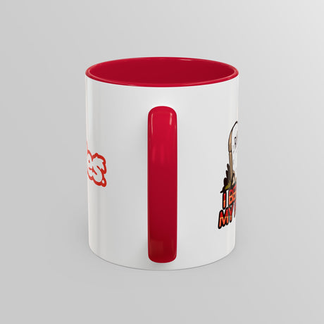“I Berry My Feelings” Shady Strawberry Red Accent Mug – Floofles by Brandon Ellis