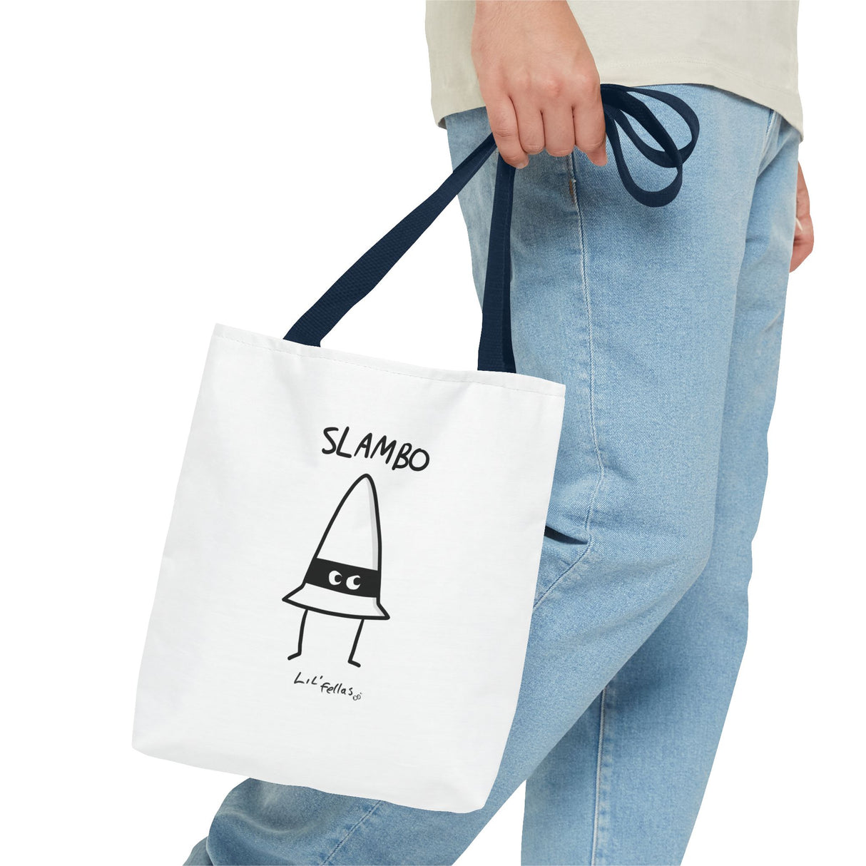 "Slambo" Illustrated White Tote Bag - Lil' Fellas by Ben Mills