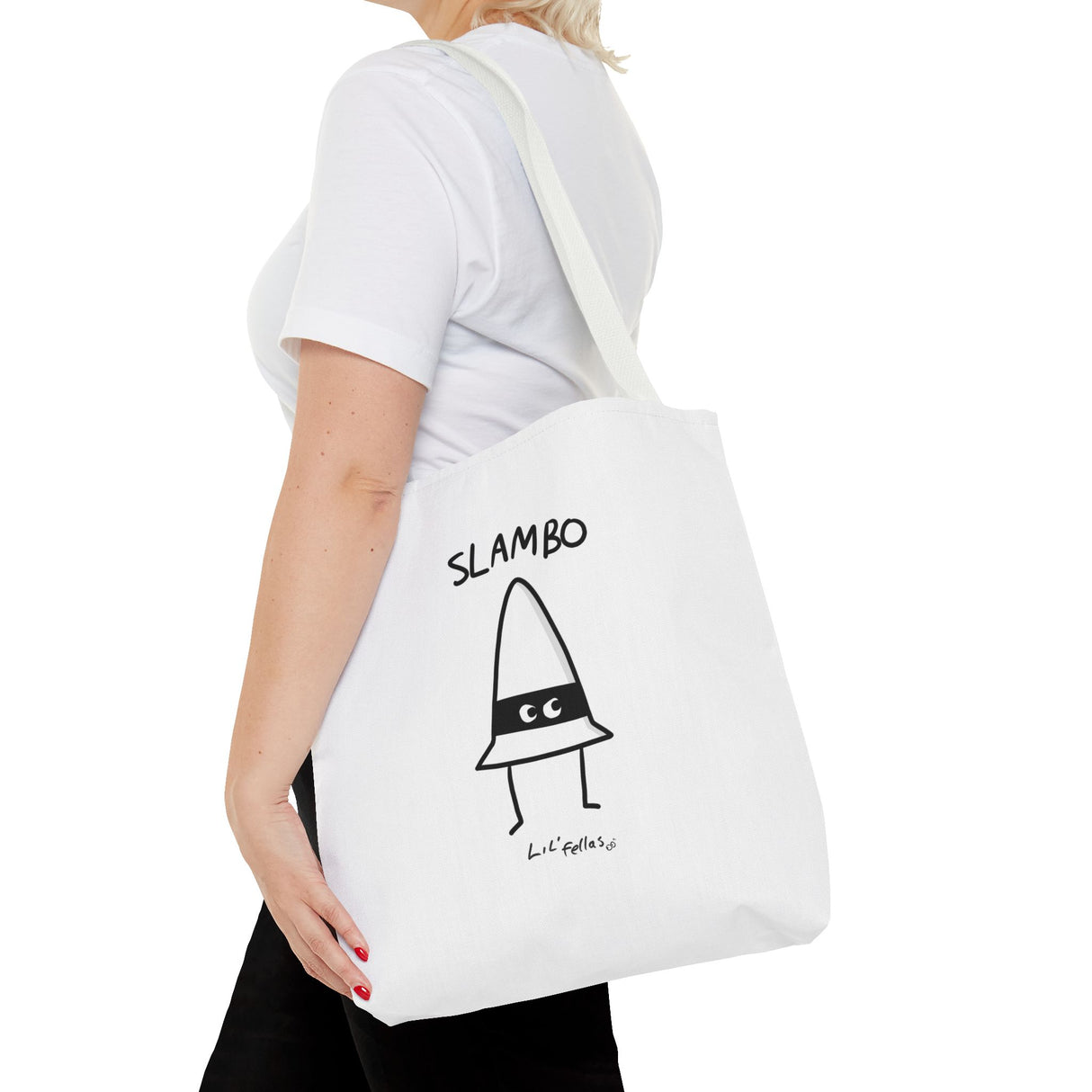 "Slambo" Illustrated White Tote Bag - Lil' Fellas by Ben Mills