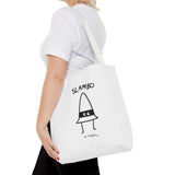 "Slambo" Illustrated White Tote Bag - Lil' Fellas by Ben Mills