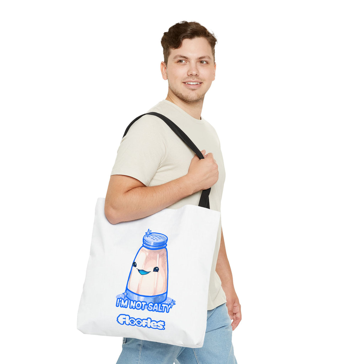 "I'm Not Salty" Cheeky Salt Shaker White Tote Bag - Floofles by Brandon Ellis