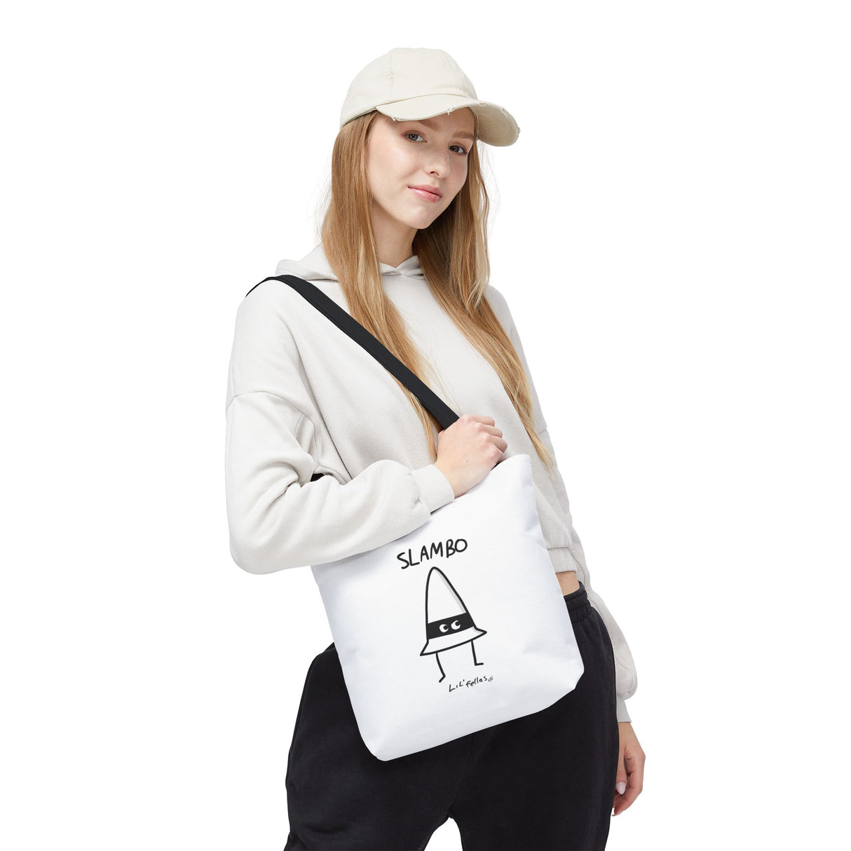 "Slambo" Illustrated White Tote Bag - Lil' Fellas by Ben Mills