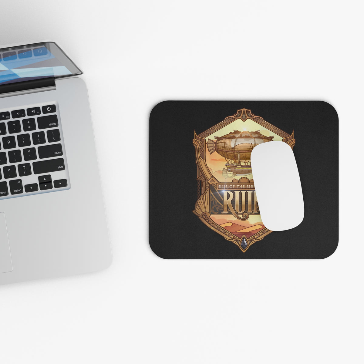 Ruin Emblem Steampunk Airship Black Mouse Mat