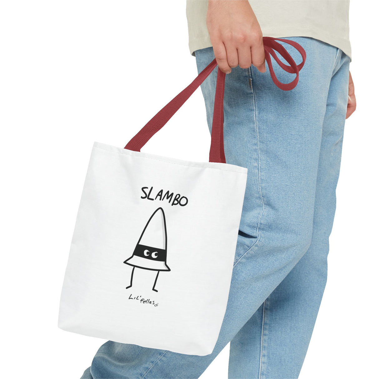 "Slambo" Illustrated White Tote Bag - Lil' Fellas by Ben Mills