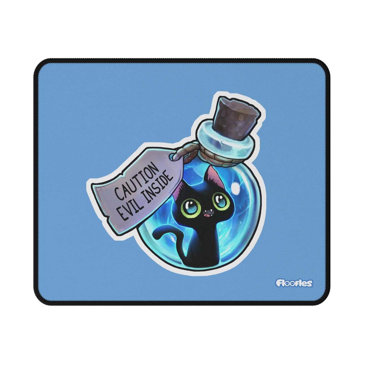 "Evil Inside" Mischievous Cat Blue Gaming Mouse Pad - Floofles by Brandon Ellis
