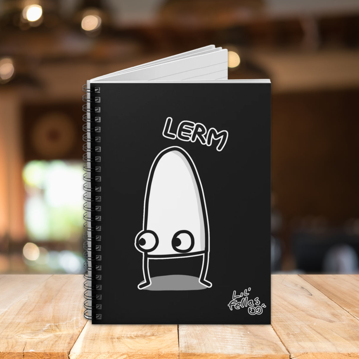"Lerm" Illustrated Black Lined Spiral Notebook - Lil' Fellas by Ben Mills