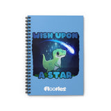 "Wish Upon A Star" Cute Dinosaur Blue Lined Spiral Notebook - Floofles by Brandon Ellis