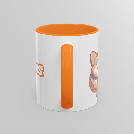 “Loading” Ditzy Corgi Orange Accent Mug – Floofles by Brandon Ellis