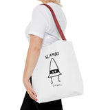 "Slambo" Illustrated White Tote Bag - Lil' Fellas by Ben Mills
