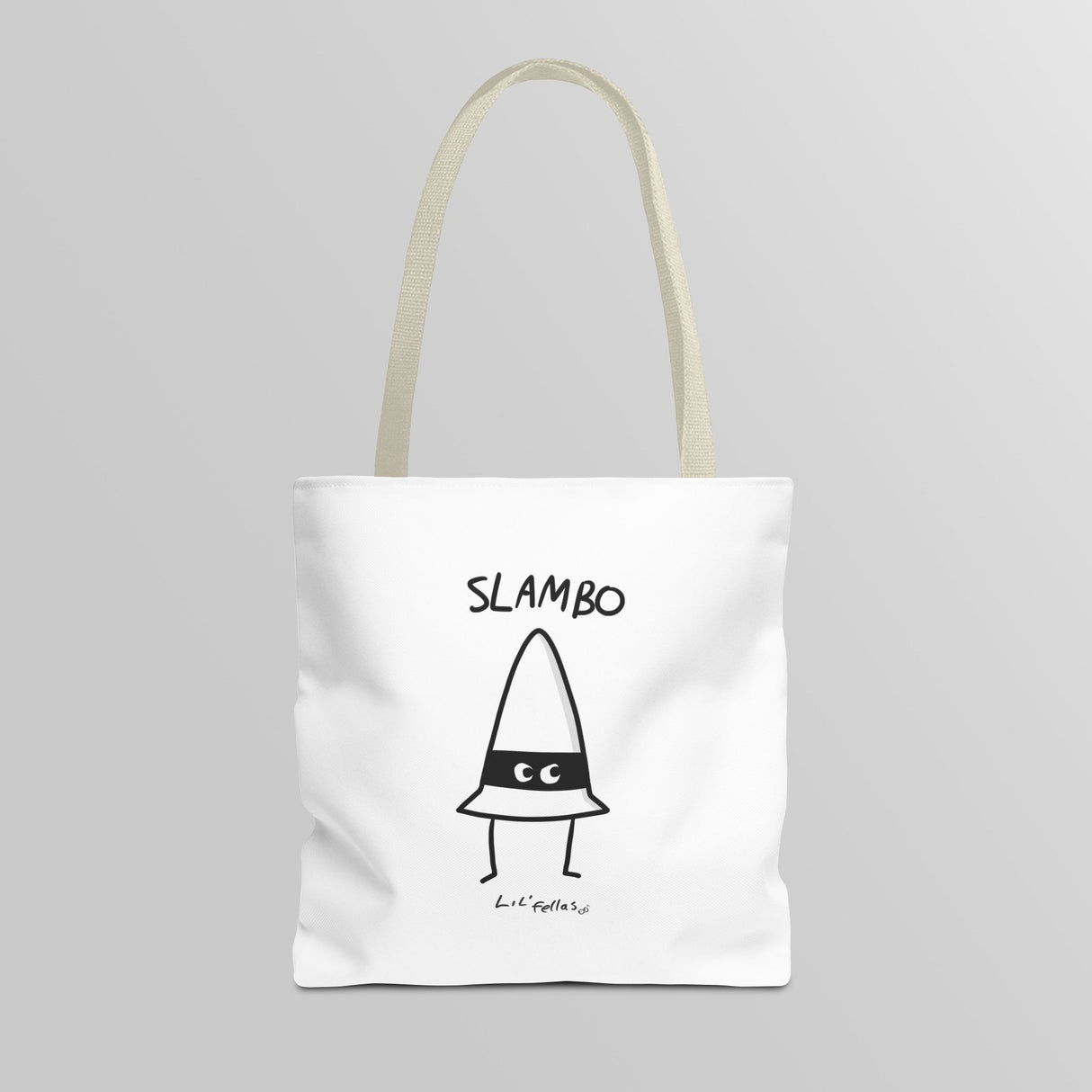 "Slambo" Illustrated White Tote Bag - Lil' Fellas by Ben Mills