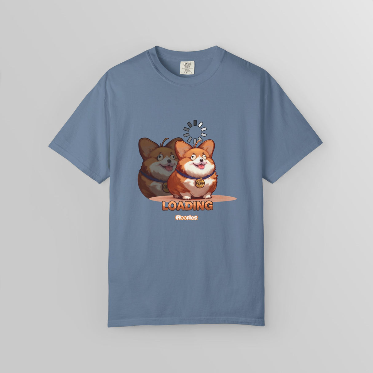 "Loading" Illustrated Ditzy Corgi Unisex T-Shirt - Floofles by Brandon Ellis