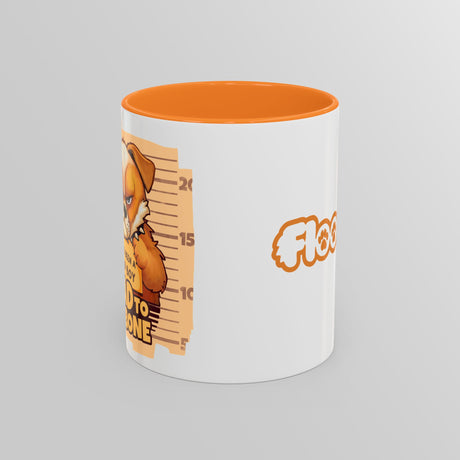 “Bad To The Bone” Grumpy Bulldog Orange Accent Mug – Floofles by Brandon Ellis