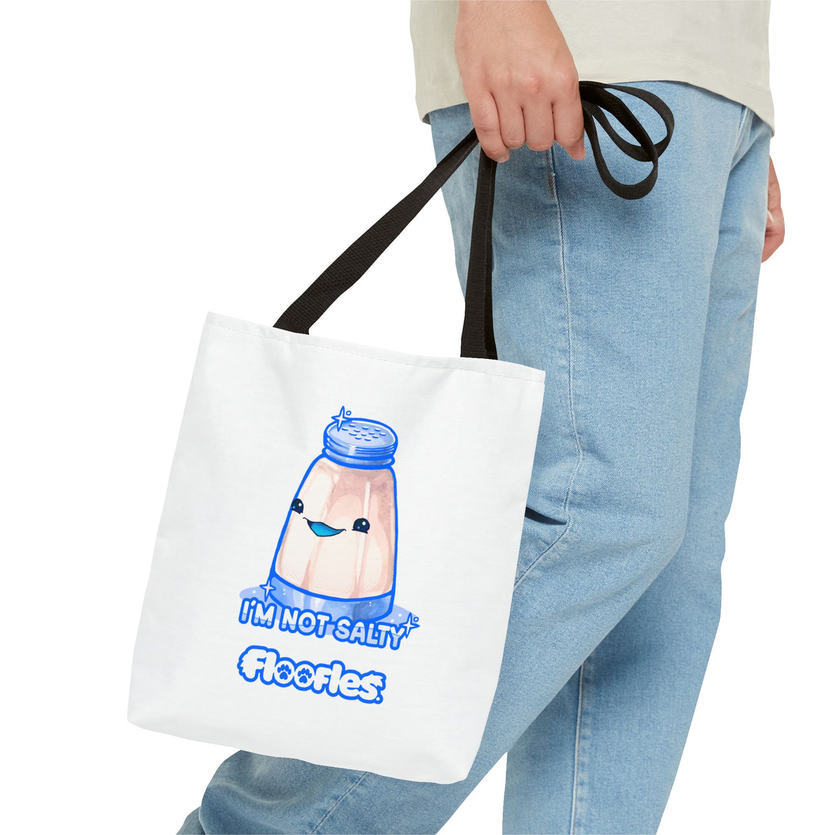 "I'm Not Salty" Cheeky Salt Shaker White Tote Bag - Floofles by Brandon Ellis