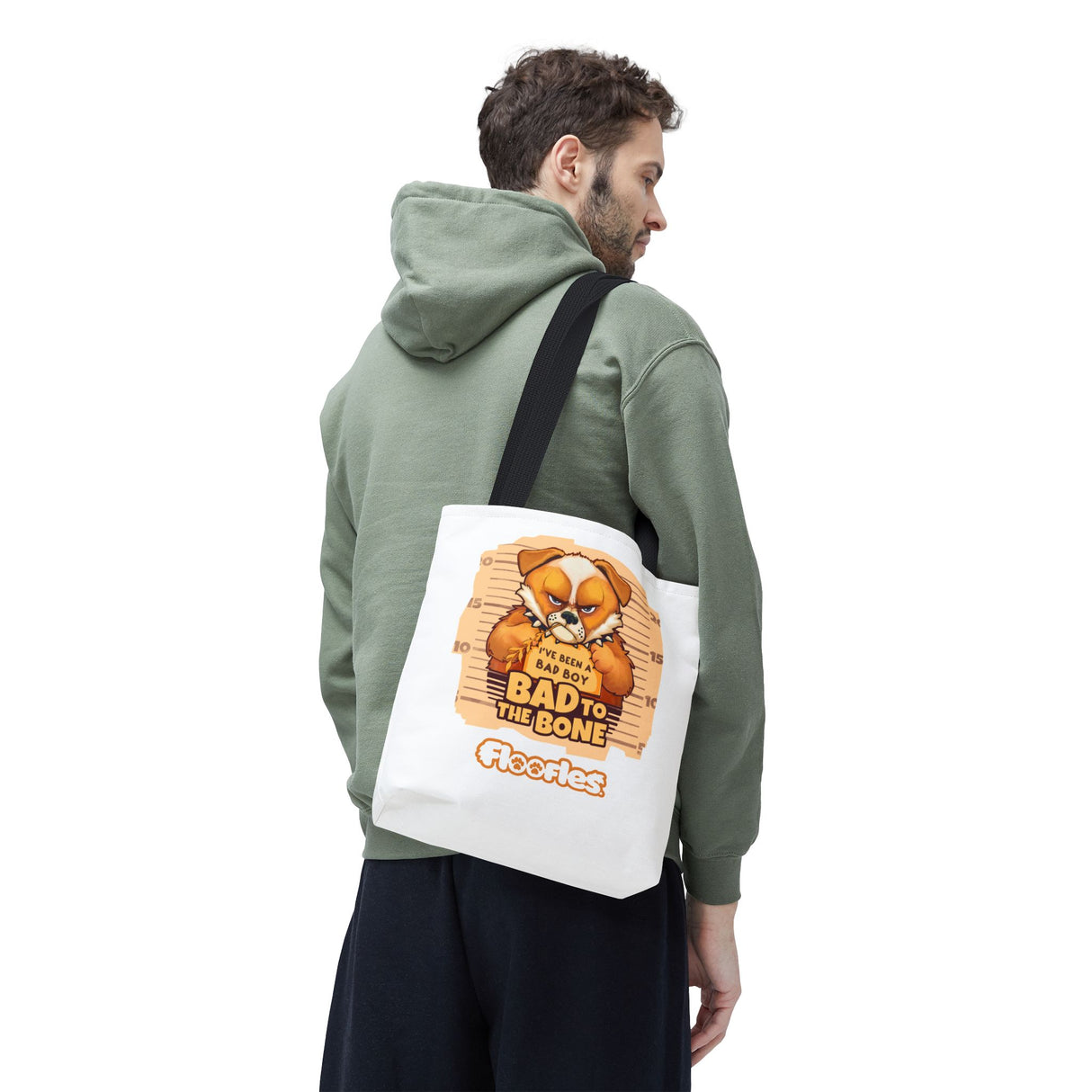 'Bad To The Bone" Floofles White Tote Bag - by Brandon Ellis