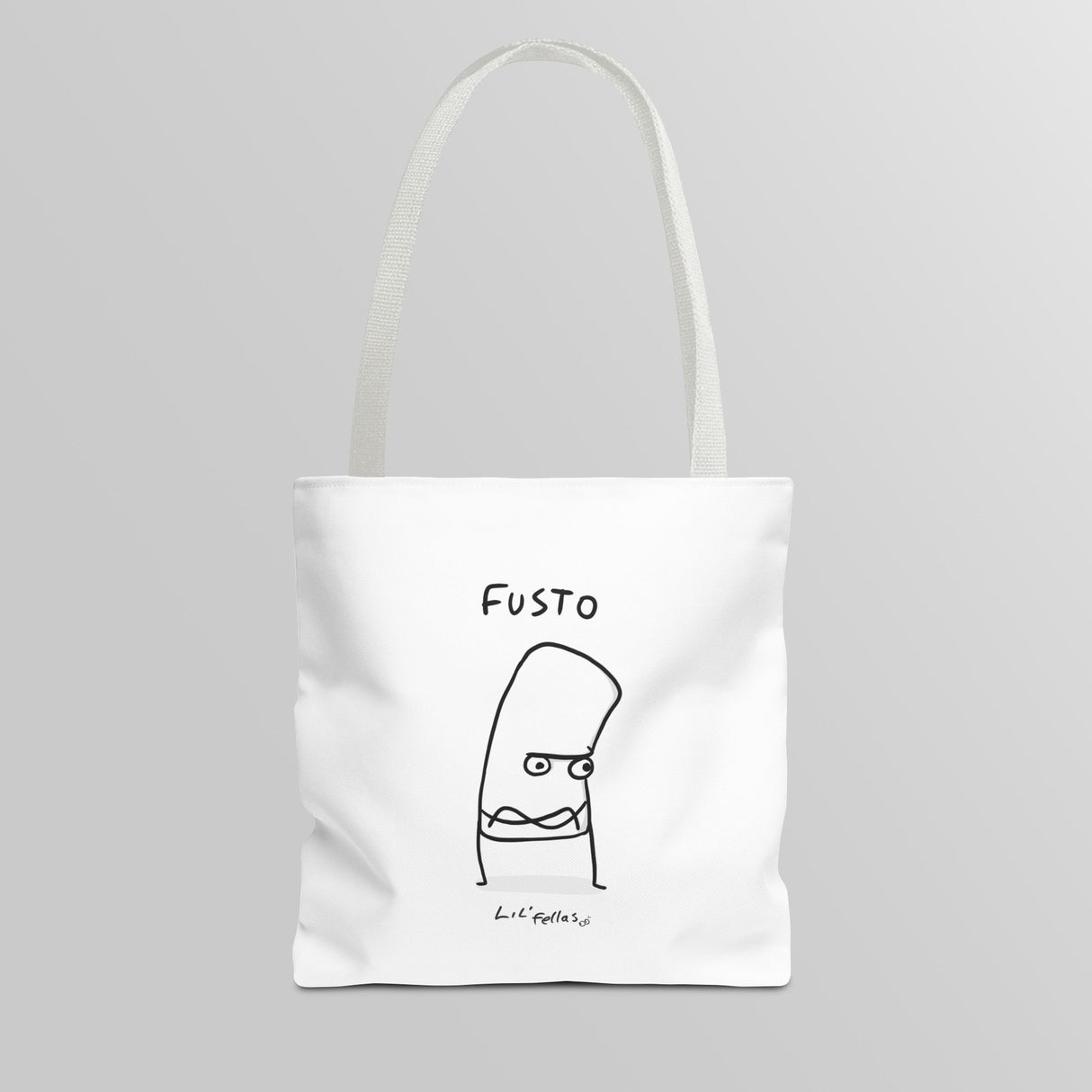 "Fusto" Illustration White Tote Bag - Lil' Fellas by Ben Mills