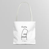 "Fusto" Illustration White Tote Bag - Lil' Fellas by Ben Mills