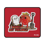 "I Berry My Feelings" Shady Strawberry Red Gaming Mouse Pad - Floofles by Brandon Ellis