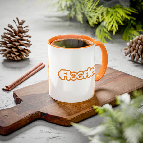 “Bad To The Bone” Grumpy Bulldog Orange Accent Mug – Floofles by Brandon Ellis