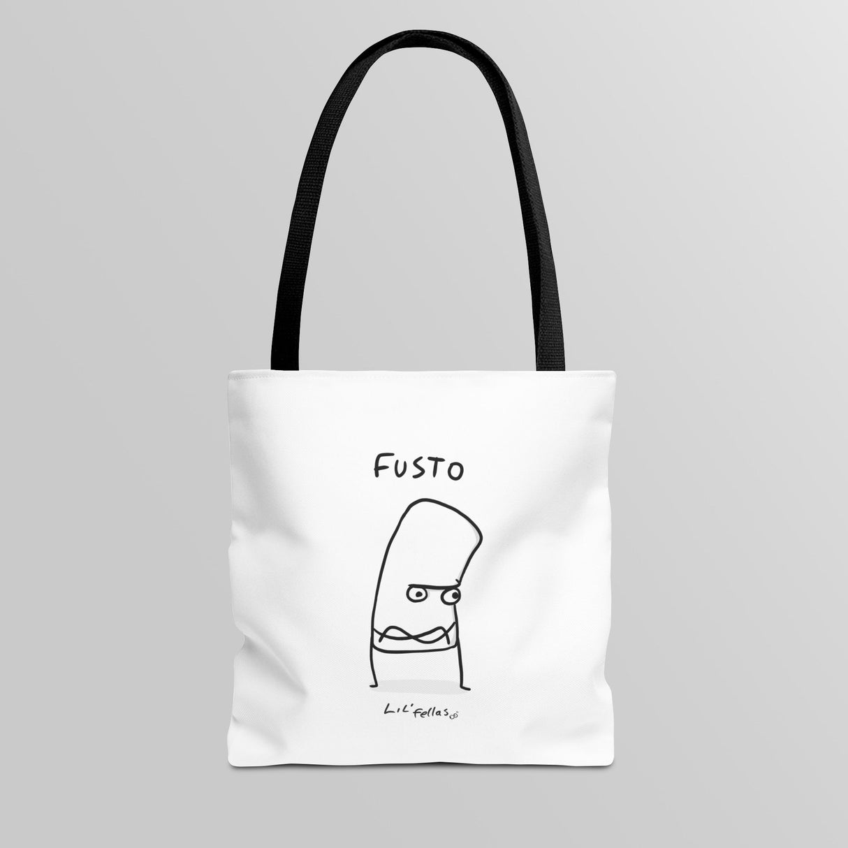 "Fusto" Illustration White Tote Bag - Lil' Fellas by Ben Mills