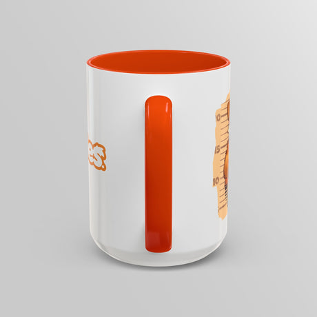 “Bad To The Bone” Grumpy Bulldog Orange Accent Mug – Floofles by Brandon Ellis