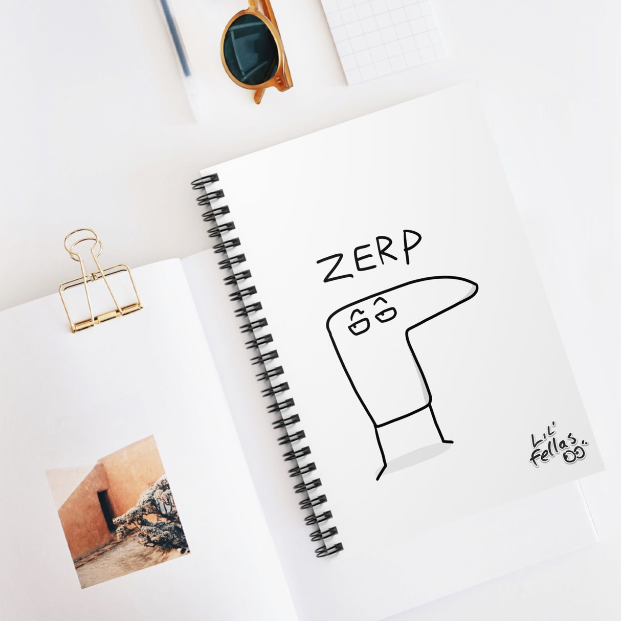 "Zerp" Illustrated White Lined Spiral Notebook - Lil' Fellas by Ben Mills