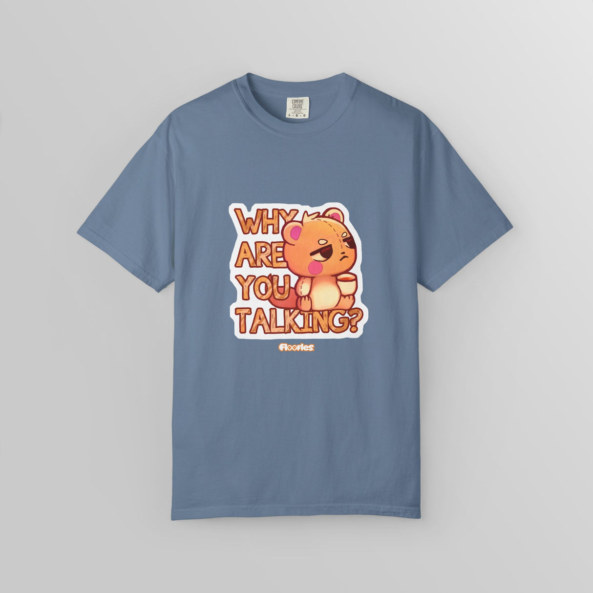 "Why Are You Talking?" Illustrated Grumpy Bear Unisex T-Shirt - Floofles by Brandon Ellis